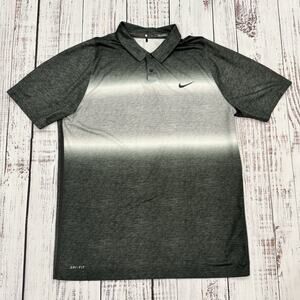 Nike Tiger Woods TW Velocity Glow Stripe Polo L Gray Gradient Dri-Fit Golf